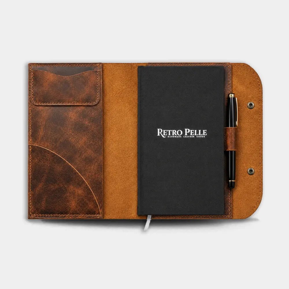 A5 - Deri Defter Kılıfı - El Yapımı Gerçek Deri | Retro Pelle