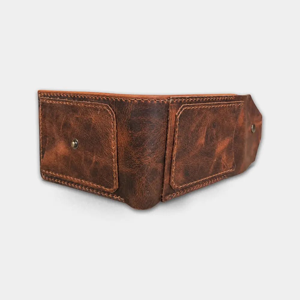 Aegon Pirinç Çıtçıtlı Deri Cüzdan - Minimalist Tasarım Serisi - El Yapımı Gerçek Deri | Retro Pelle