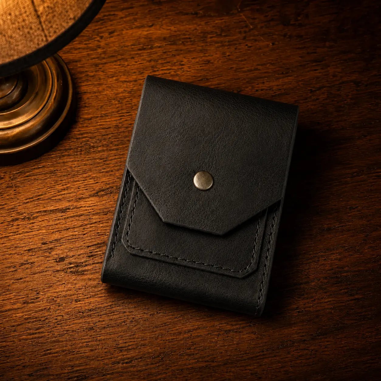 Aegon Pirinç Çıtçıtlı Deri Cüzdan - Minimalist Tasarım Serisi - El Yapımı Gerçek Deri | Retro Pelle