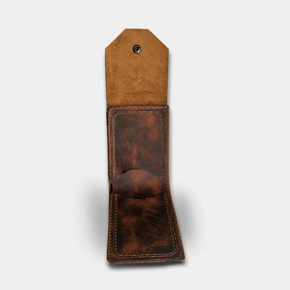 Aegon Pirinç Çıtçıtlı Deri Cüzdan - Minimalist Tasarım Serisi - El Yapımı Gerçek Deri | Retro Pelle