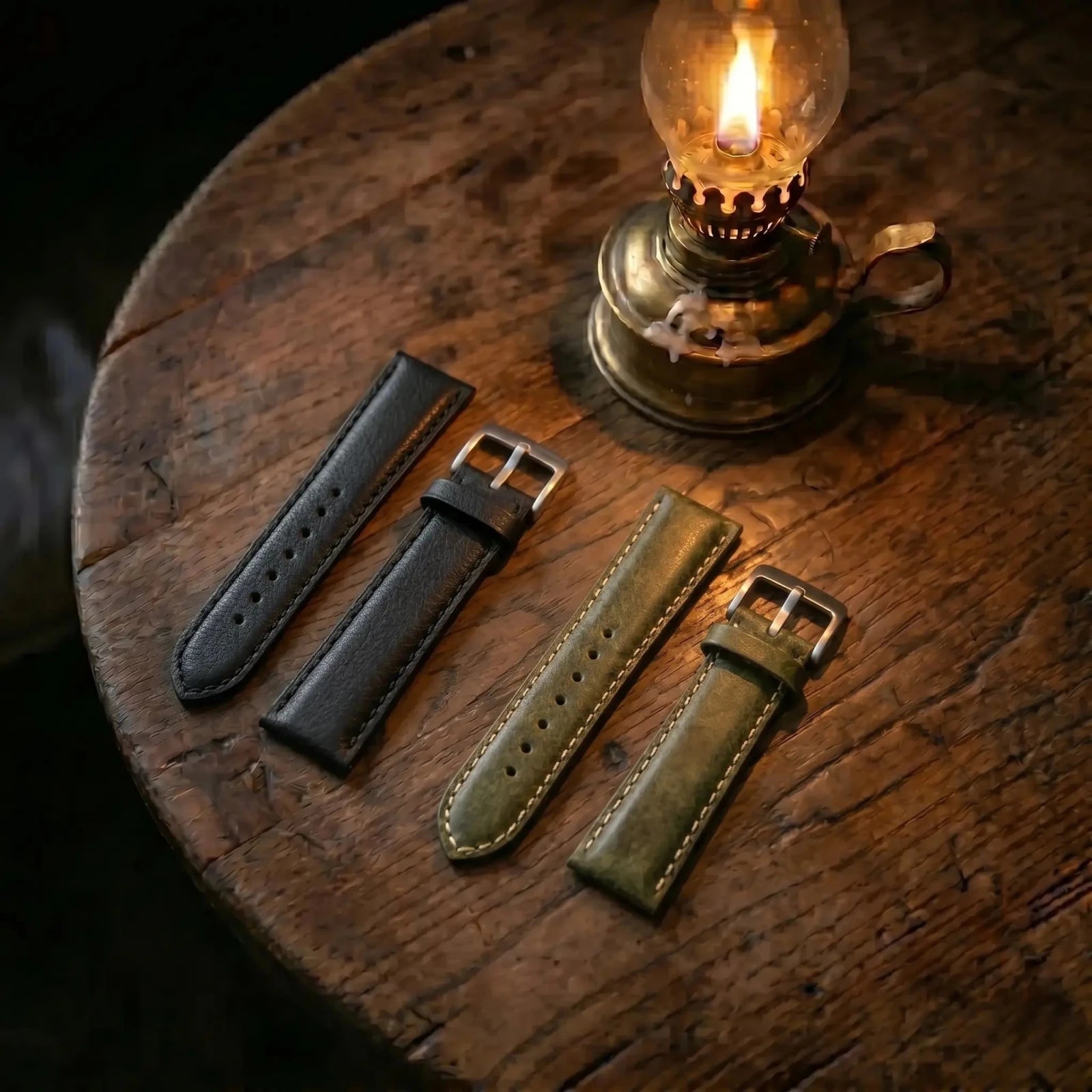 Çift Katlı Deri Saat Kayışı - Vegetable Tanned - Momentum - El Yapımı Gerçek Deri Çift Katlı Deri Saat Kayışı | Retro Pelle