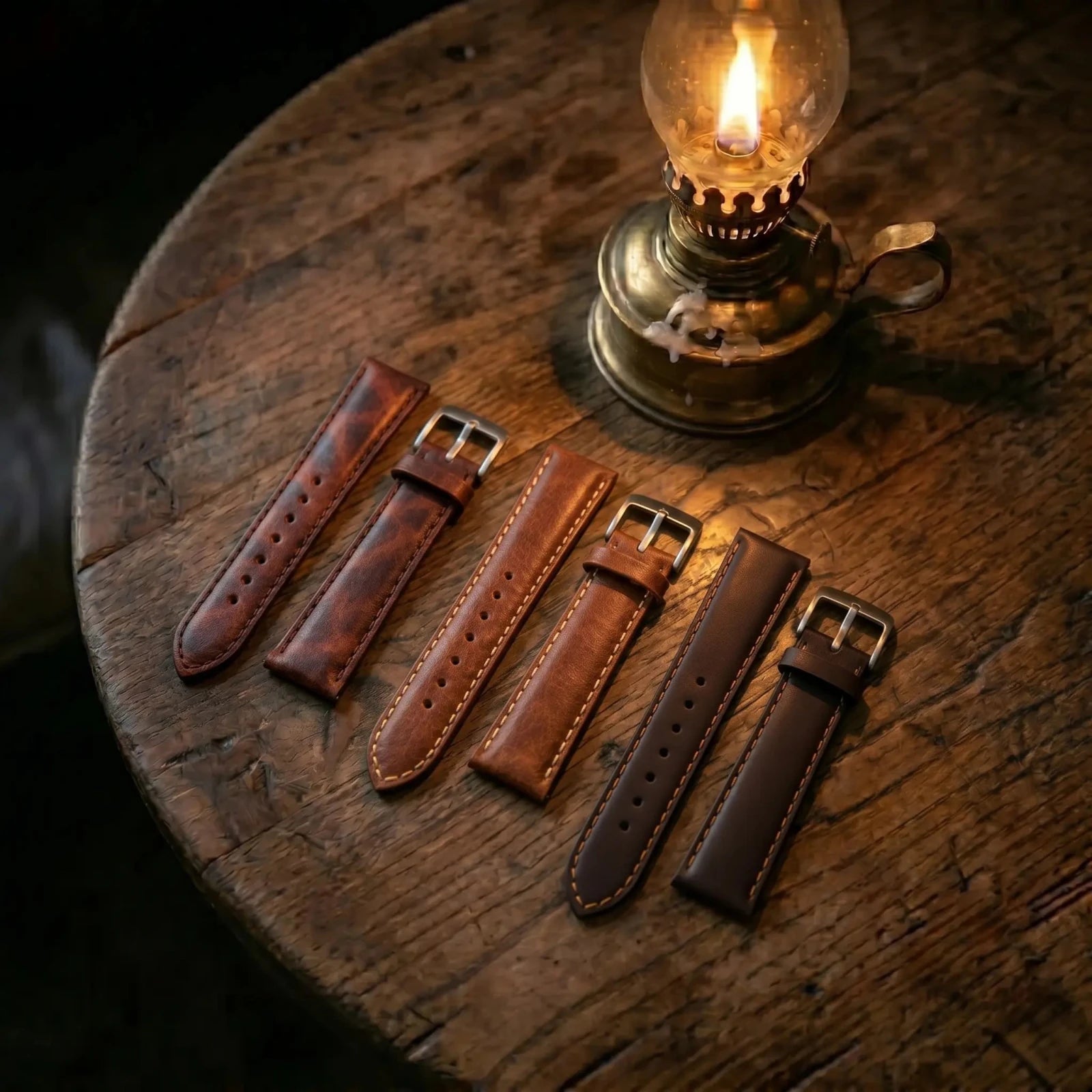 Çift Katlı Deri Saat Kayışı - Vegetable Tanned - Momentum - El Yapımı Gerçek Deri Çift Katlı Deri Saat Kayışı | Retro Pelle