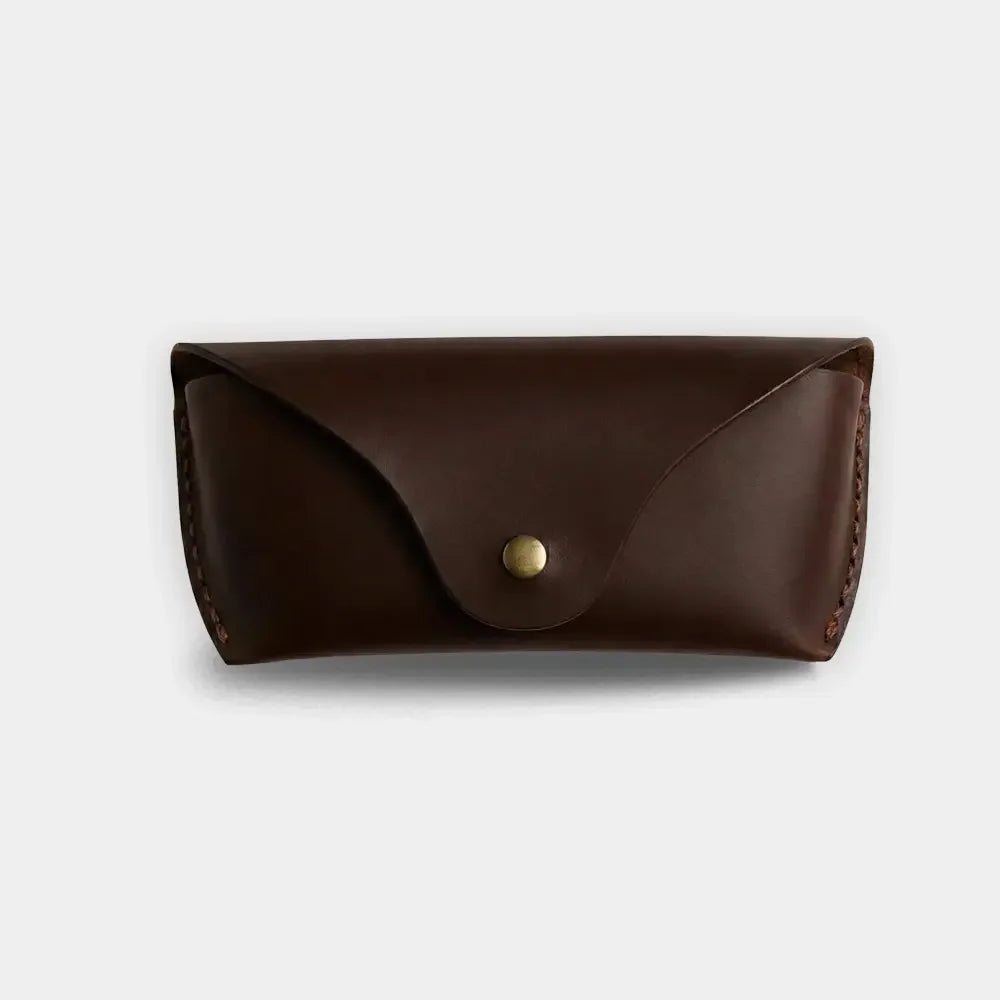 Deri Gözlük Kılıfı - Özel Deriden ve Pirinç Çıtçıtlı - El Yapımı Gerçek Deri Hakiki Deri Gözlük Kılıfı | Retro Pelle