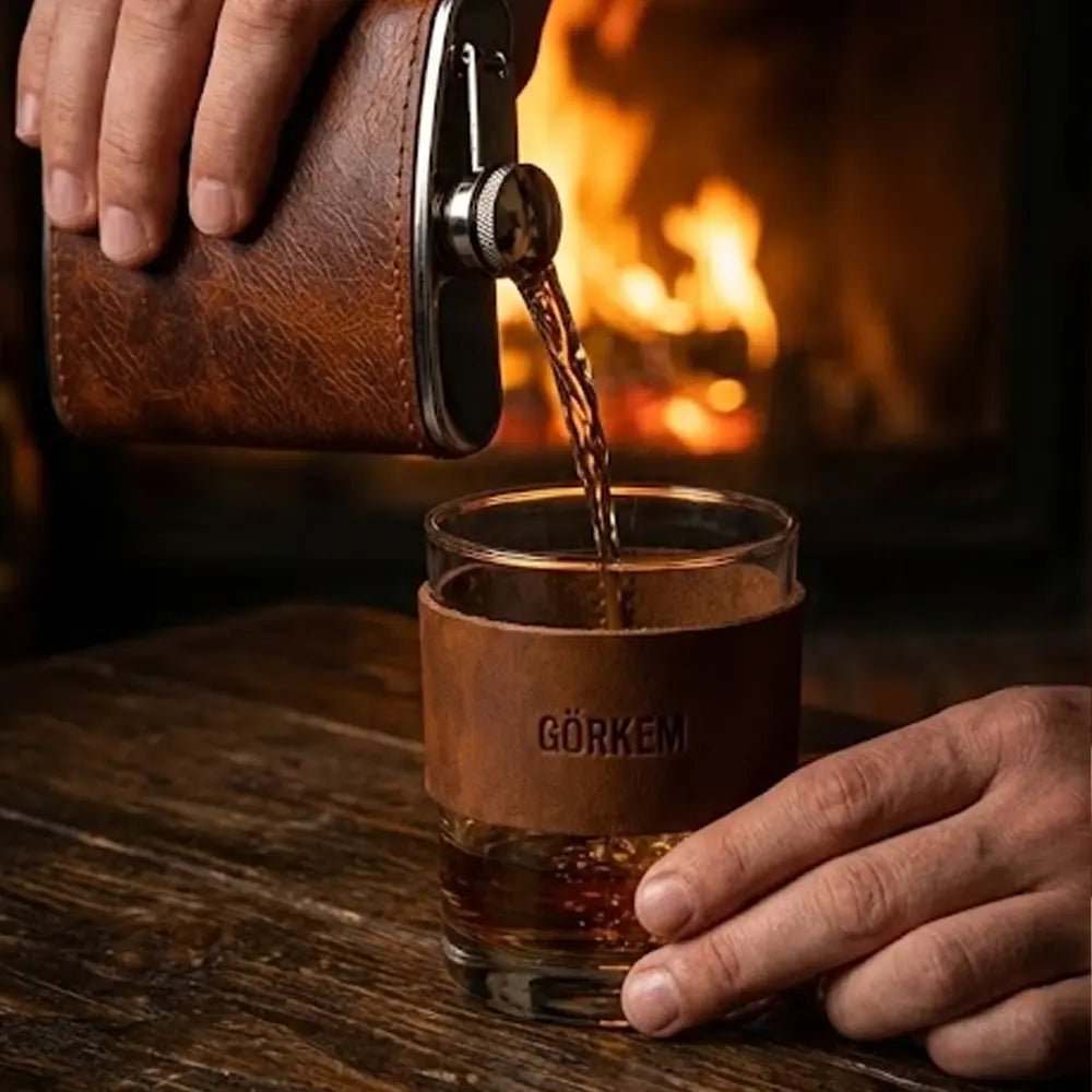Deri Kaplı Bardak - El Yapımı Gerçek Deri | Retro Pelle