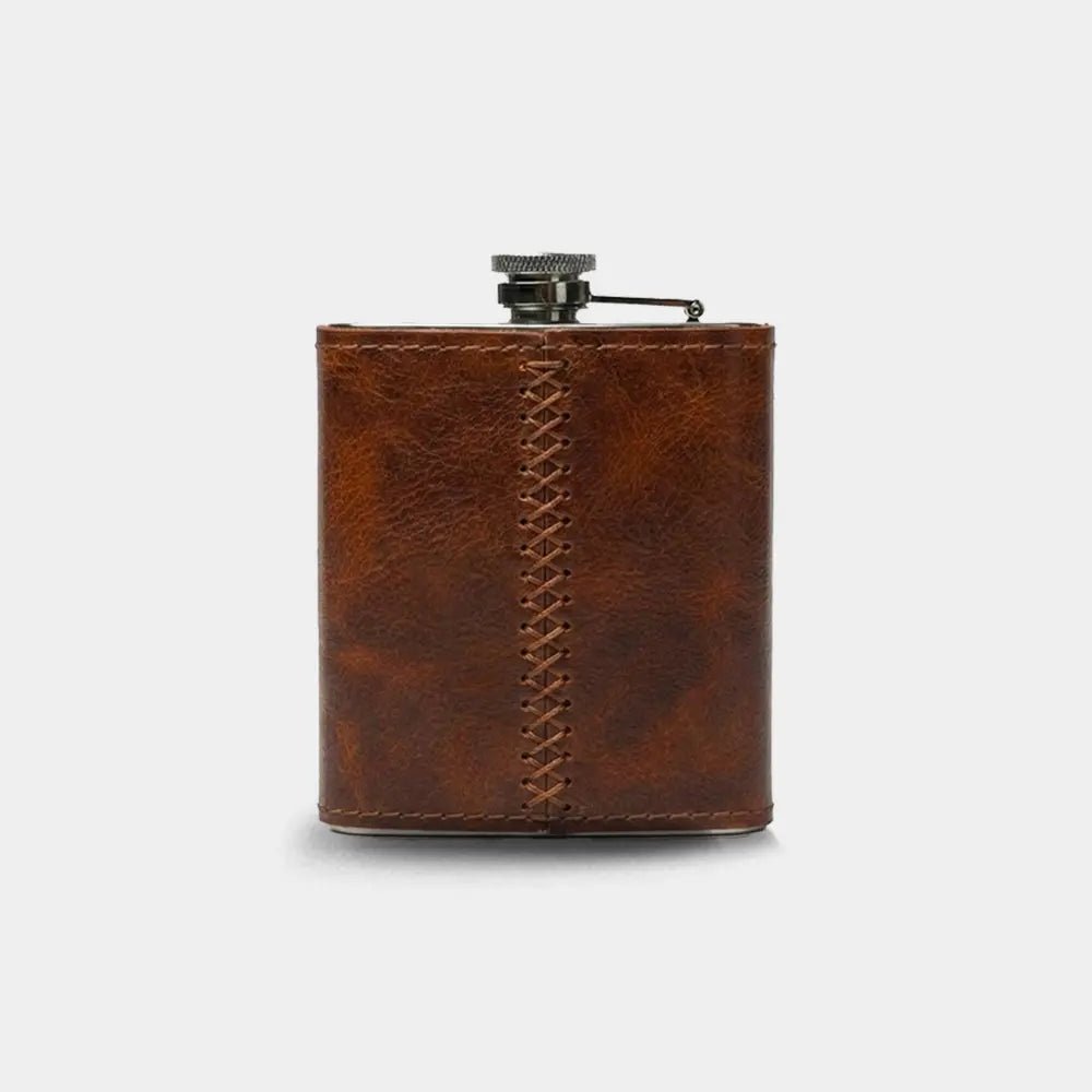 Deri Kapli Paslanmaz Çelik Matara - El Yapımı Gerçek Deri | Retro Pelle