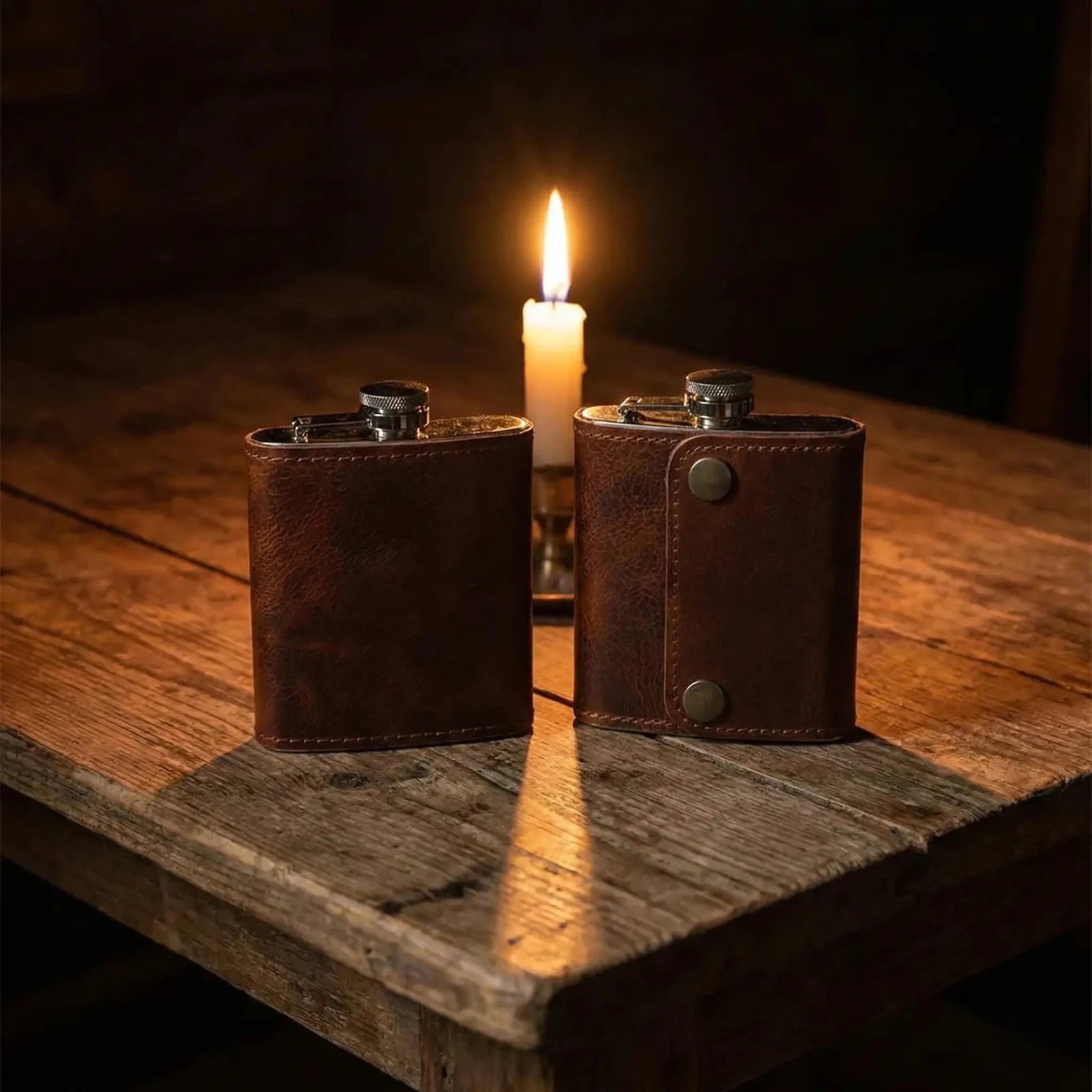 Deri Kapli Paslanmaz Çelik Matara - El Yapımı Gerçek Deri | Retro Pelle