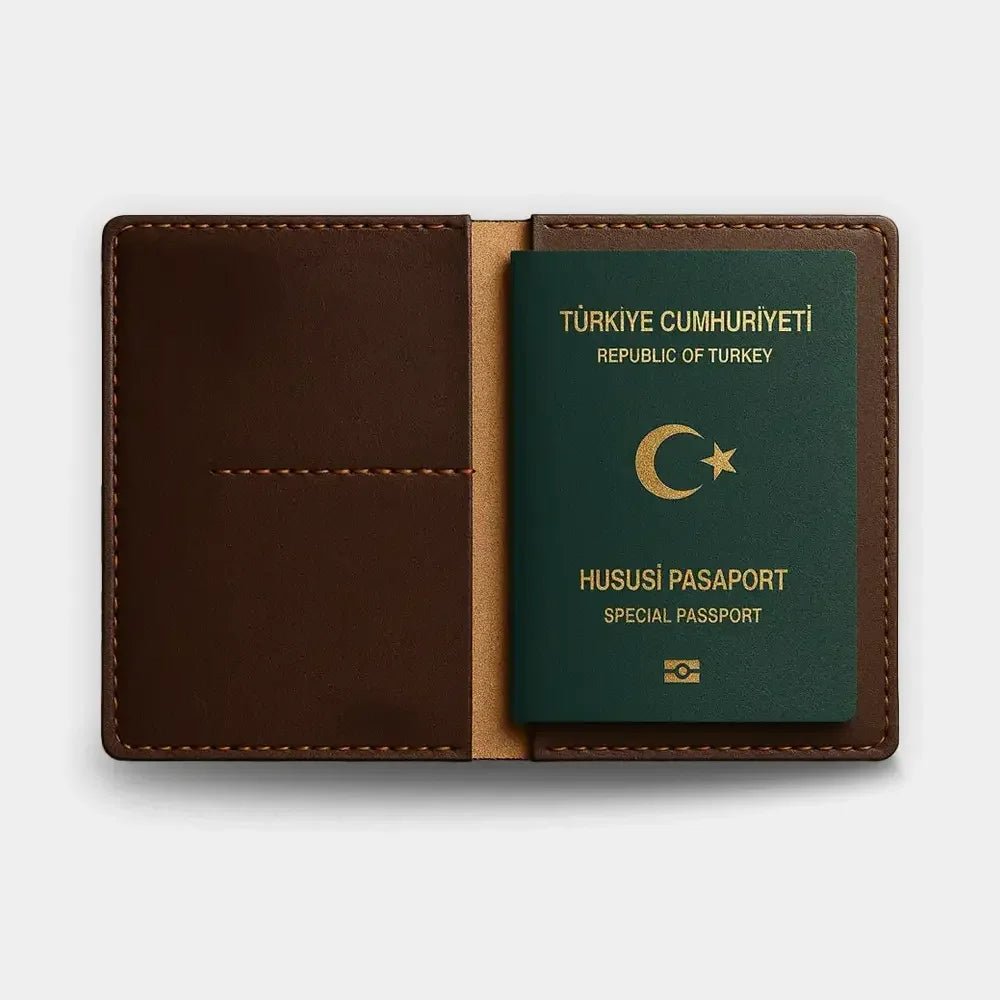 Deri Pasaport Kılıfı - El Yapımı Gerçek Deri Hakiki Deri Pasaport Kılıfı - Kahve | Retro Pelle