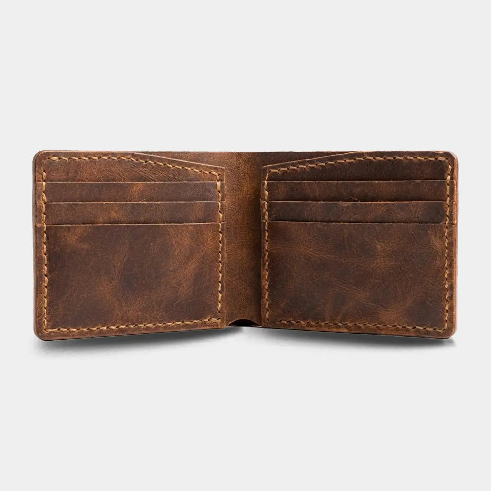 Klasik Erkek Deri Cüzdan - Classical Serisi - El Yapımı Gerçek Deri Hakiki Deri Cüzdan - Taba | Retro Pelle