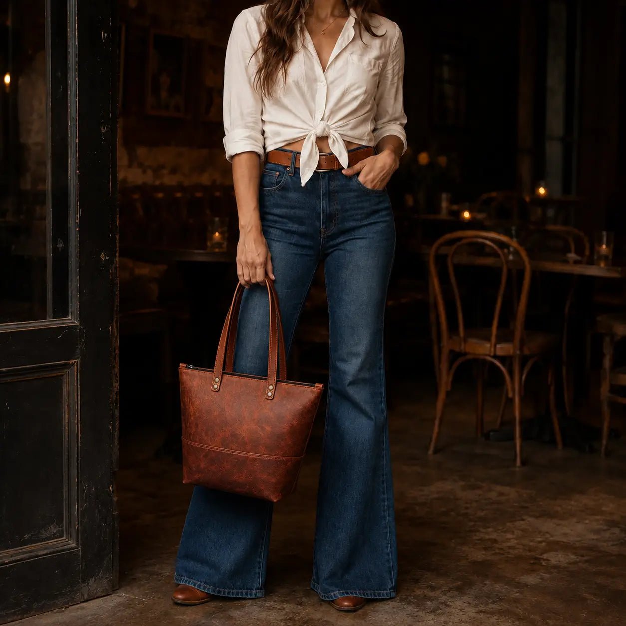 Hakiki Deri Tote Bag - El Yapımı Gerçek Deri | Retro Pelle