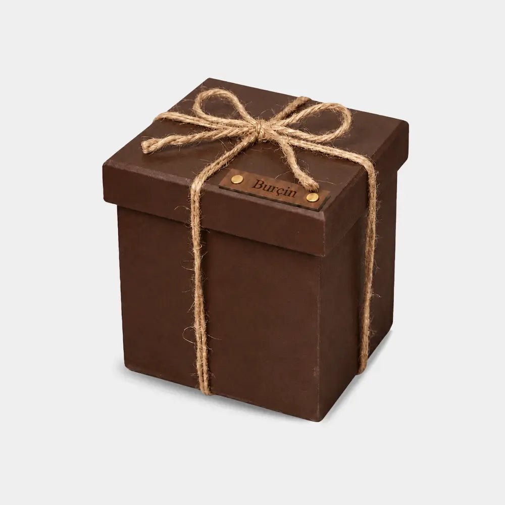 Handmade Cube Box - Ahşap Özel Emaye Kutusu - El Yapımı Gerçek Deri | Retro Pelle