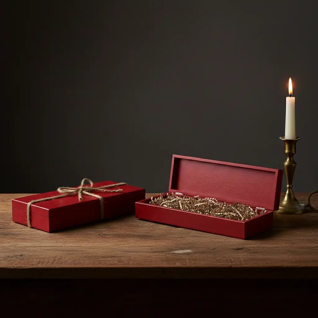 Handmade Long Box - Ahşap Kutu (Model 1 ) - El Yapımı Gerçek Deri | Retro Pelle