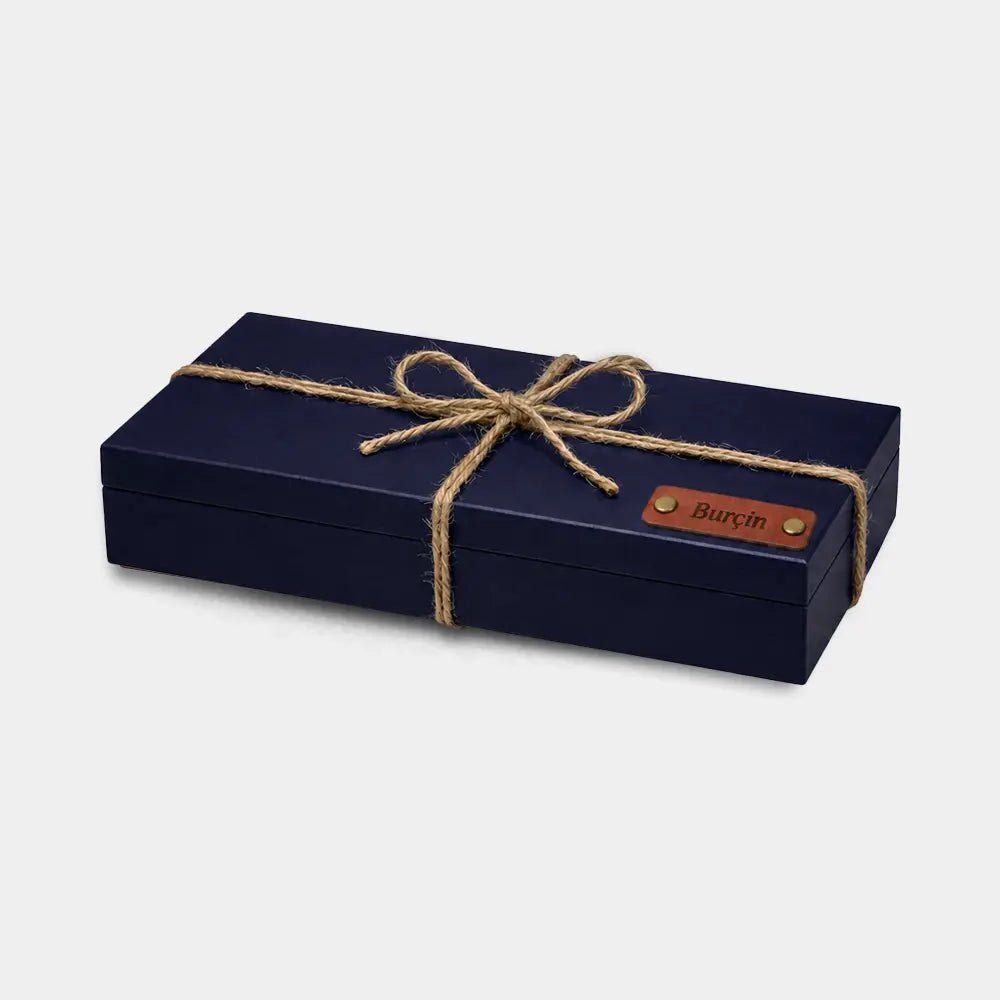 Handmade Long Box - Ahşap Kutu (Model 1 ) - El Yapımı Gerçek Deri | Retro Pelle