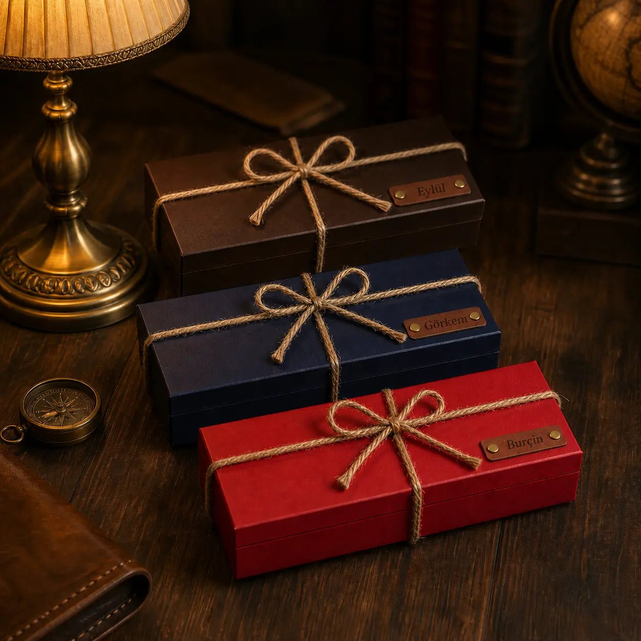 Handmade Long Box - Ahşap Kutu (Model 1 ) - El Yapımı Gerçek Deri | Retro Pelle