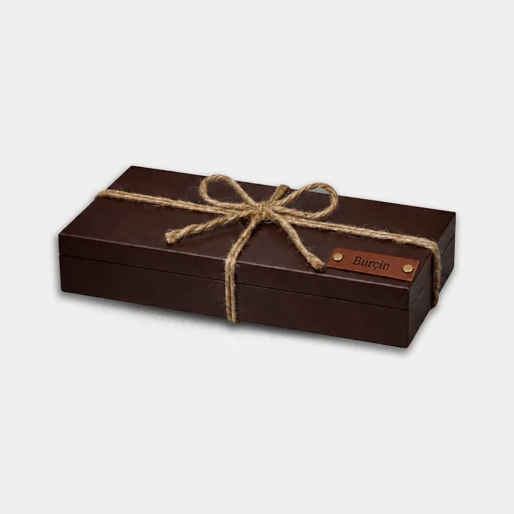 Handmade Long Box - Ahşap Kutu (Model 1 ) - El Yapımı Gerçek Deri | Retro Pelle