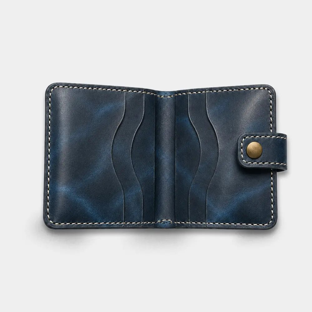Pirinç Çıtçıtlı Deri Cüzdan - Minimalist Tasarım Serisi - El Yapımı Gerçek Deri Hakiki Deri Cüzdan | Retro Pelle
