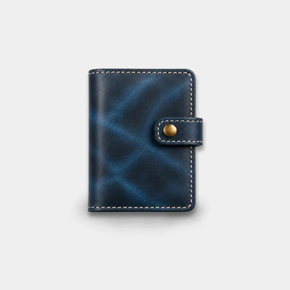 Pirinç Çıtçıtlı Deri Cüzdan - Minimalist Tasarım Serisi - El Yapımı Gerçek Deri Hakiki Deri Cüzdan | Retro Pelle
