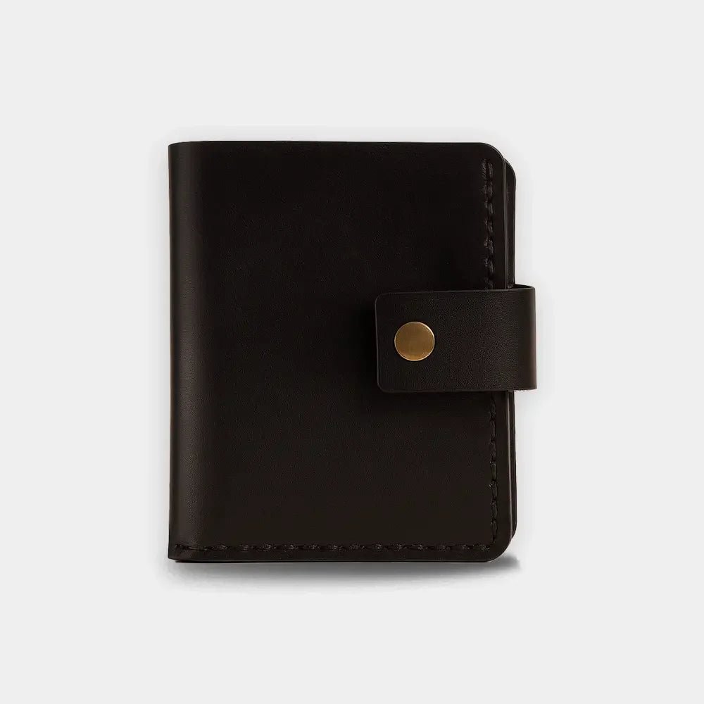 Pirinç Çıtçıtlı Deri Cüzdan - El Yapımı Gerçek Deri Hakiki Deri Cüzdan | Retro Pelle