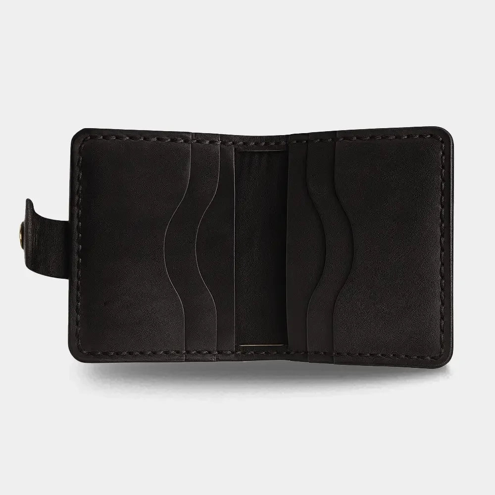 Pirinç Çıtçıtlı Deri Cüzdan - El Yapımı Gerçek Deri Hakiki Deri Cüzdan | Retro Pelle