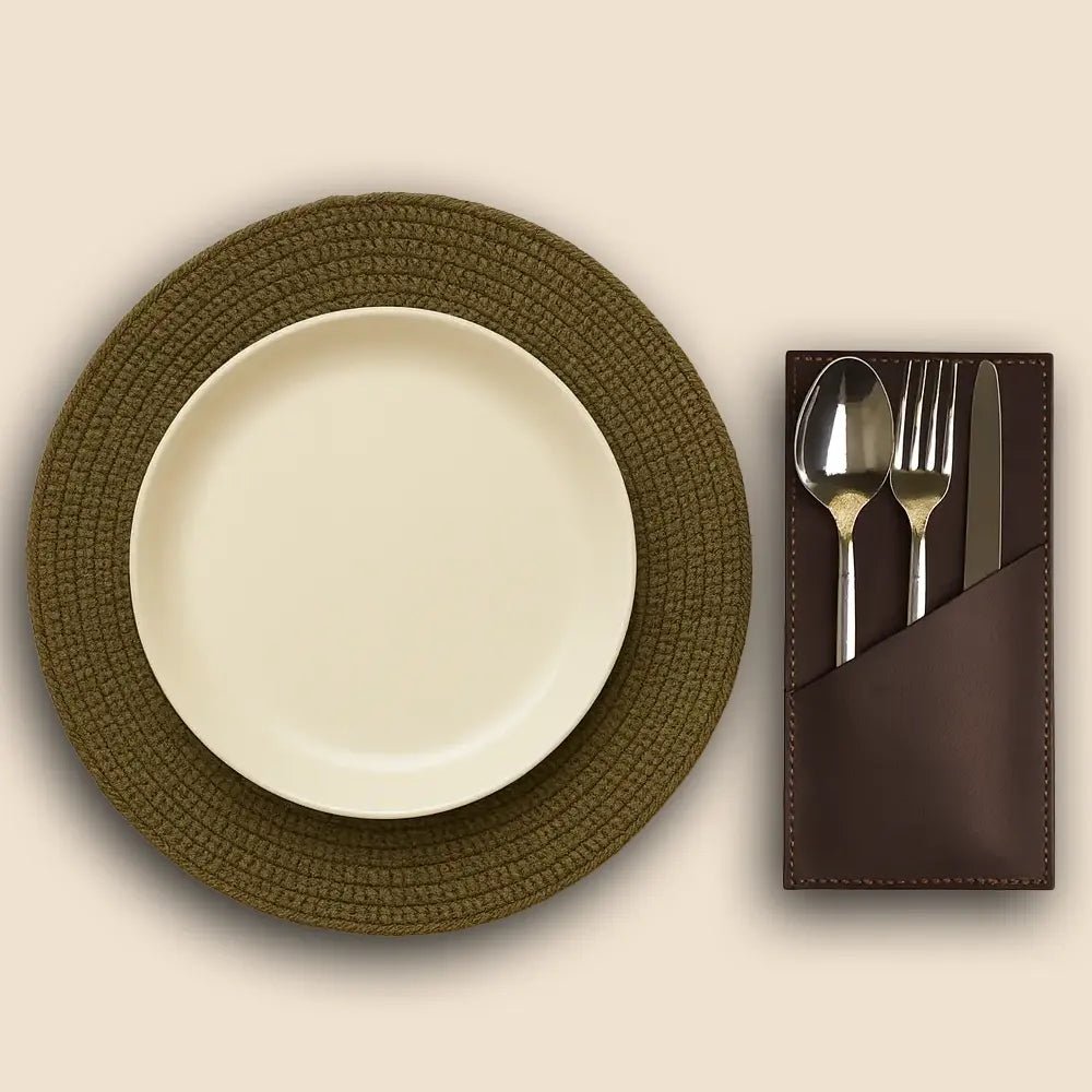 Deri Supla & Çatal Bıçak Takımı Altlığı - Retro Pelle