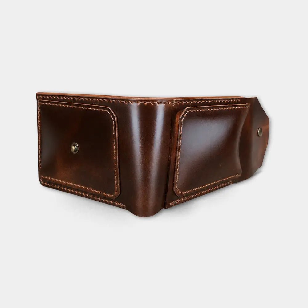 Aegon Pirinç Çıtçıtlı Deri Cüzdan - Minimalist Tasarım Serisi - El Yapımı Gerçek Deri | Retro Pelle