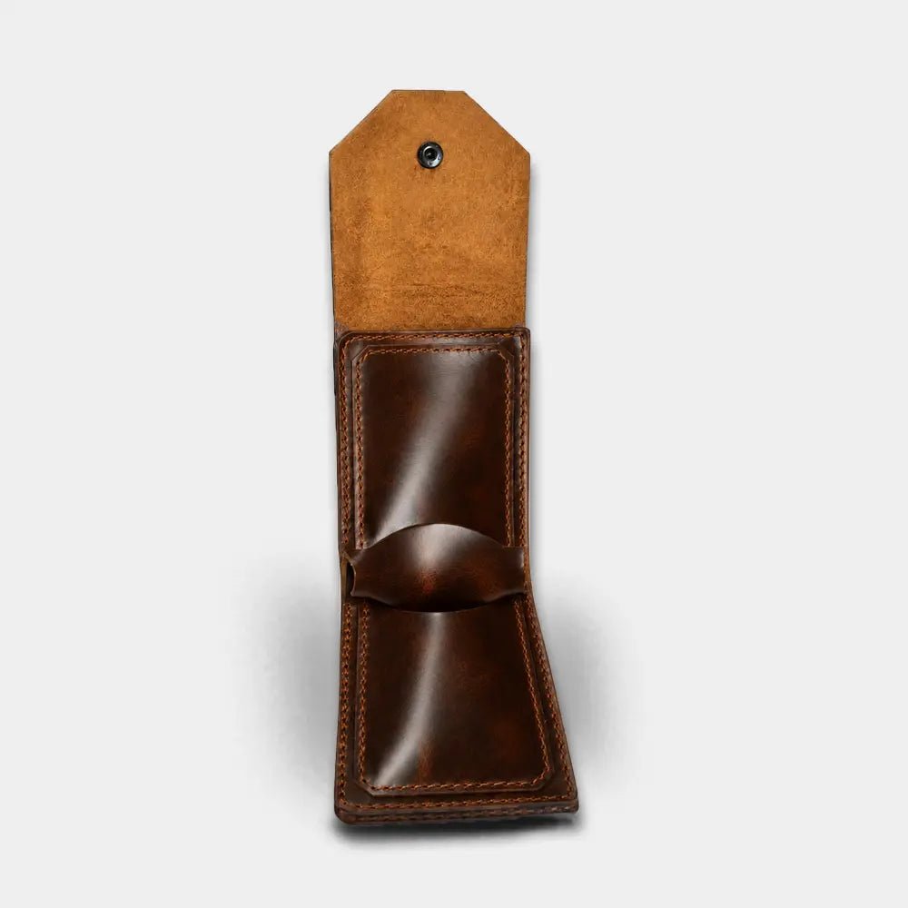 Aegon Pirinç Çıtçıtlı Deri Cüzdan - Minimalist Tasarım Serisi - El Yapımı Gerçek Deri | Retro Pelle