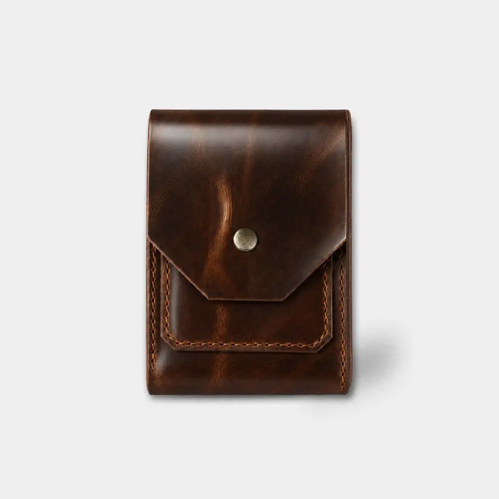Aegon Pirinç Çıtçıtlı Deri Cüzdan - Minimalist Tasarım Serisi - El Yapımı Gerçek Deri | Retro Pelle