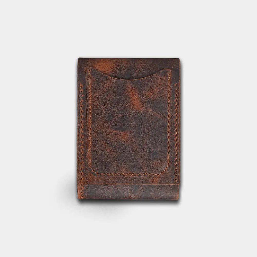 Aegon Pirinç Çıtçıtlı Deri Cüzdan - Minimalist Tasarım Serisi - El Yapımı Gerçek Deri | Retro Pelle