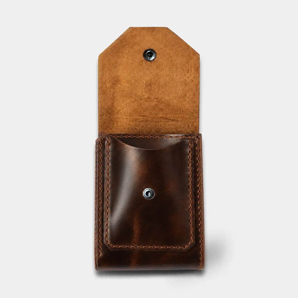 Aegon Pirinç Çıtçıtlı Deri Cüzdan - Minimalist Tasarım Serisi - El Yapımı Gerçek Deri | Retro Pelle