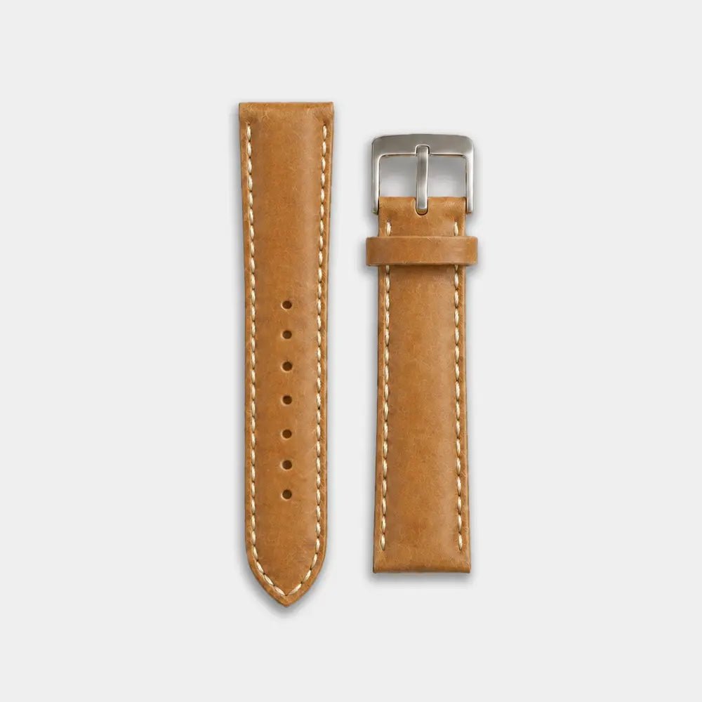 Çift Katlı Deri Saat Kayışı - Vegetable Tanned - Momentum - El Yapımı Gerçek Deri Çift Katlı Deri Saat Kayışı | Retro Pelle