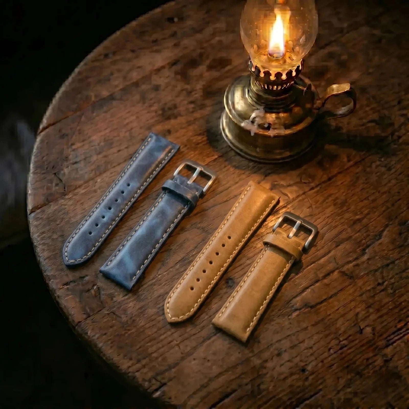 Çift Katlı Deri Saat Kayışı - Vegetable Tanned - Momentum - El Yapımı Gerçek Deri Çift Katlı Deri Saat Kayışı | Retro Pelle