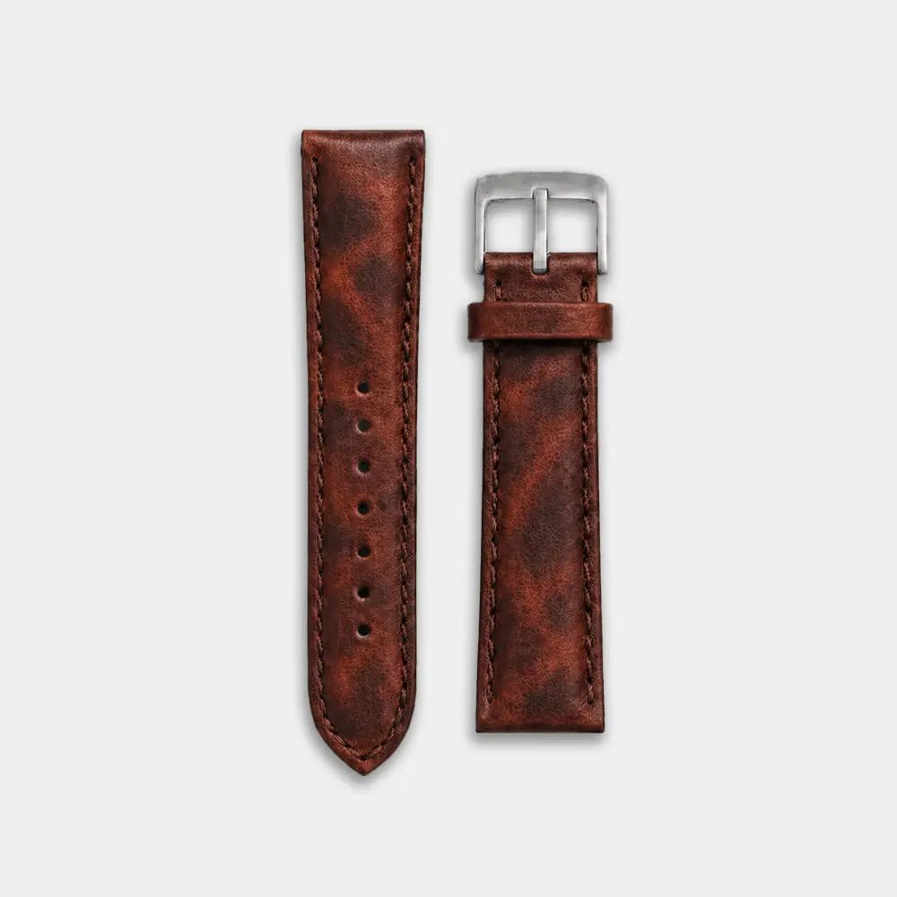 Çift Katlı Deri Saat Kayışı - Vegetable Tanned - Momentum - El Yapımı Gerçek Deri Çift Katlı Deri Saat Kayışı | Retro Pelle