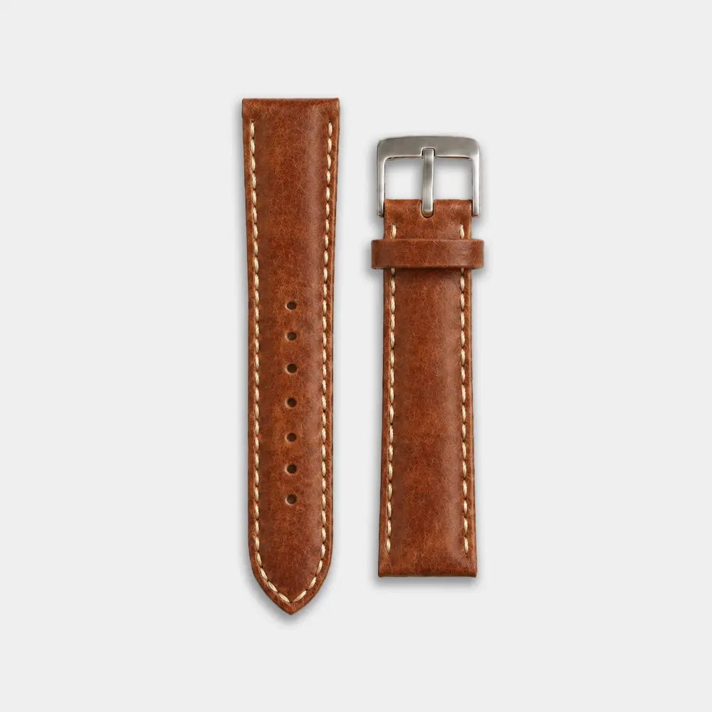 Çift Katlı Deri Saat Kayışı - Vegetable Tanned - Momentum - El Yapımı Gerçek Deri Çift Katlı Deri Saat Kayışı | Retro Pelle