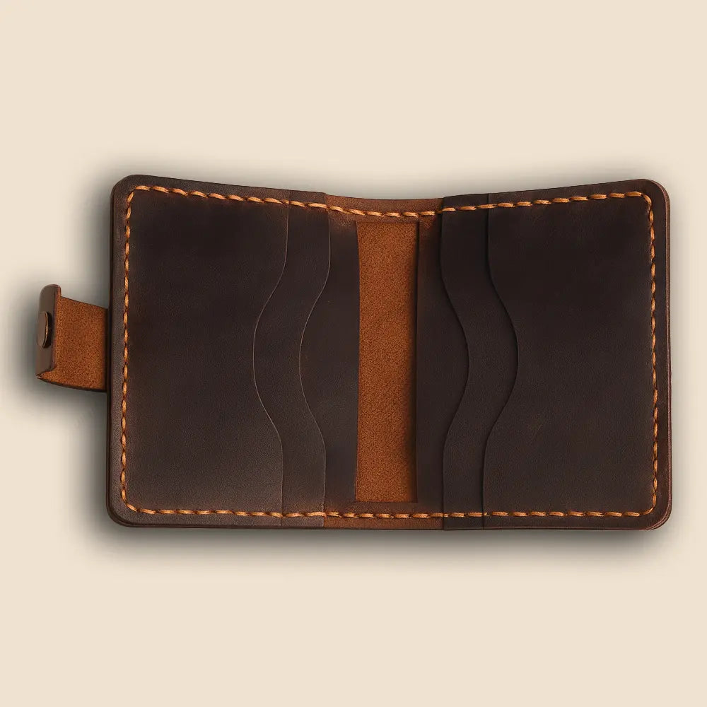 Pirinç Çıtçıtlı Deri Cüzdan - Özel Tasarım Serisi