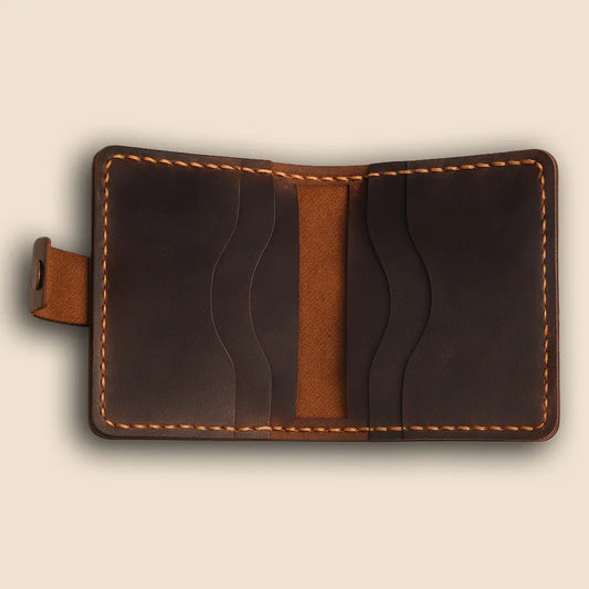 Pirinç Çıtçıtlı Deri Cüzdan - Özel Tasarım Serisi