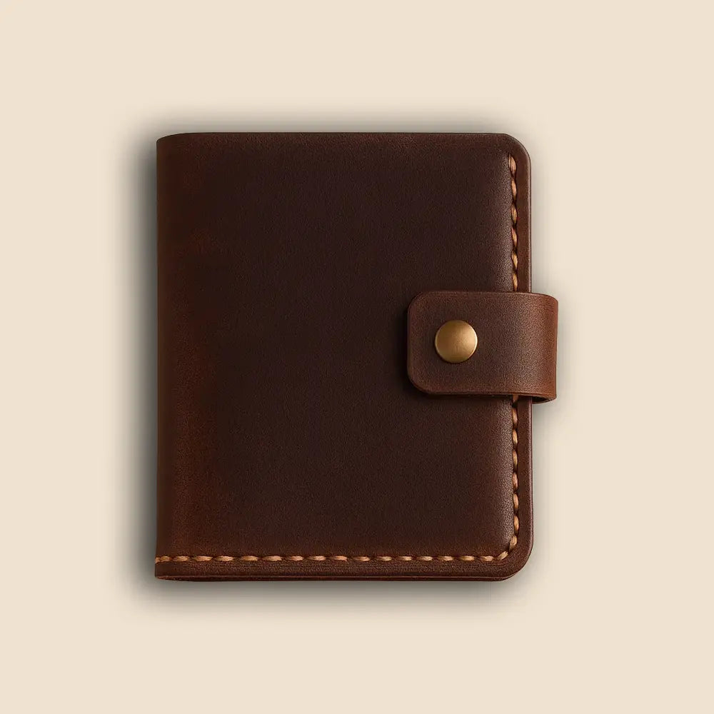 Pirinç Çıtçıtlı Deri Cüzdan - Özel Tasarım Serisi