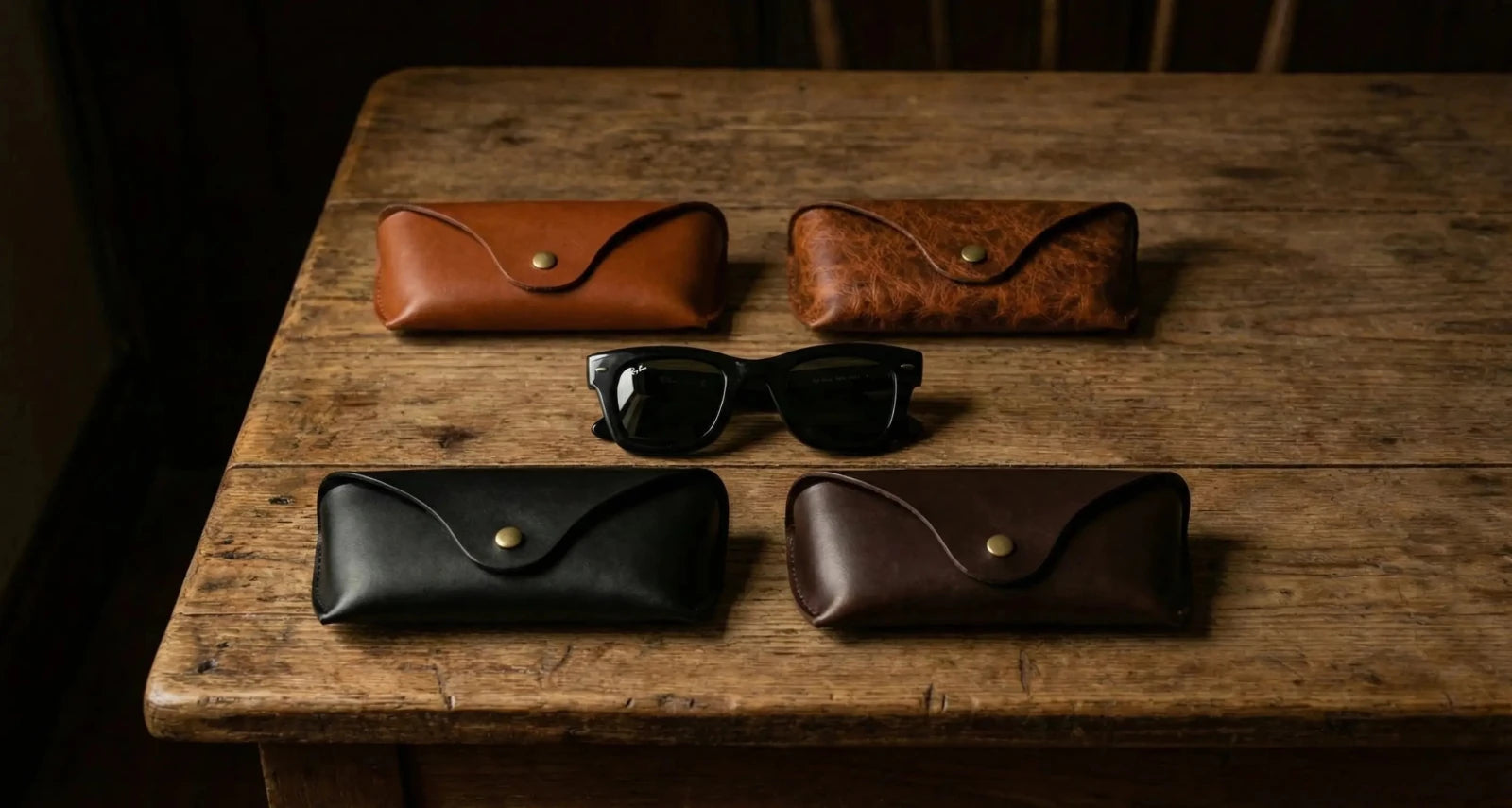 Deri Gözlük Kılıfı - Özel Deriden ve Pirinç Çıtçıtlı - El Yapımı Gerçek Deri Hakiki Deri Gözlük Kılıfı | Retro Pelle