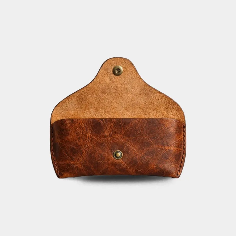 Deri Gözlük Kılıfı - Özel Deriden ve Pirinç Çıtçıtlı - El Yapımı Gerçek Deri Hakiki Deri Gözlük Kılıfı | Retro Pelle