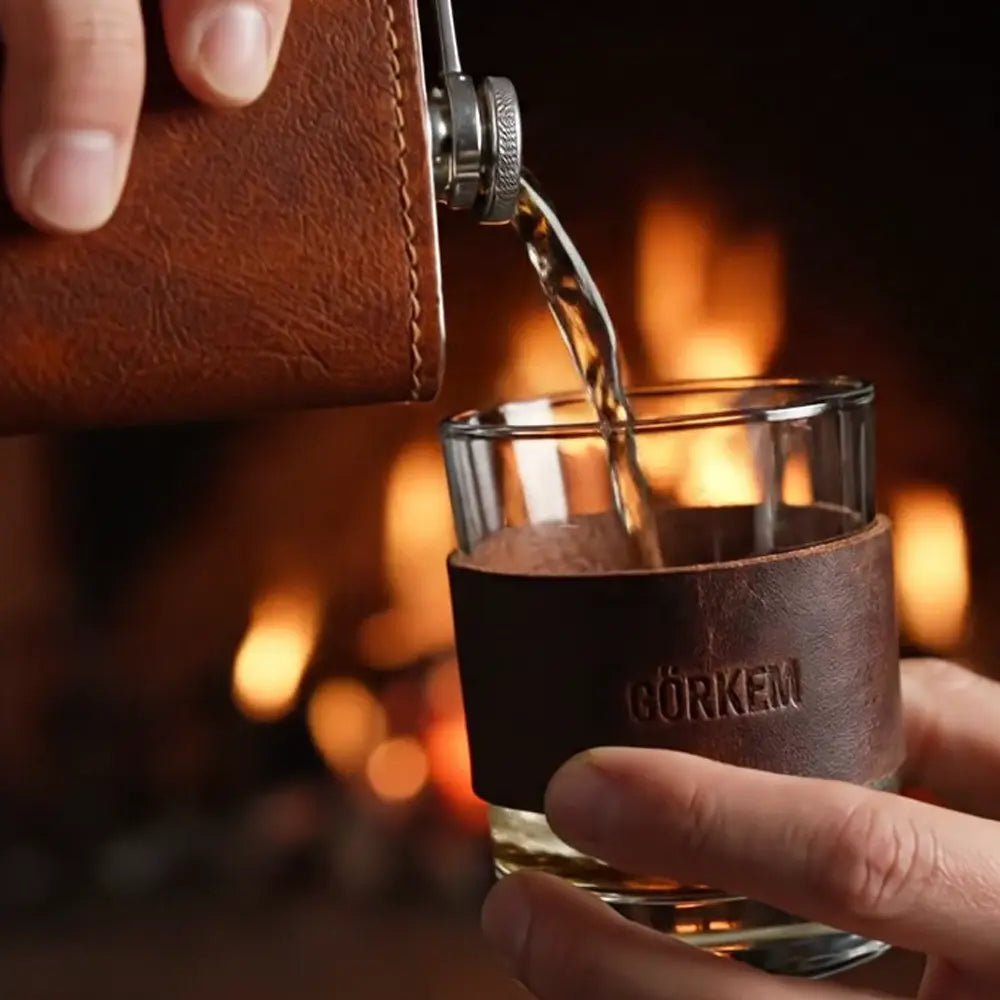 Deri Kaplı Bardak - El Yapımı Gerçek Deri | Retro Pelle