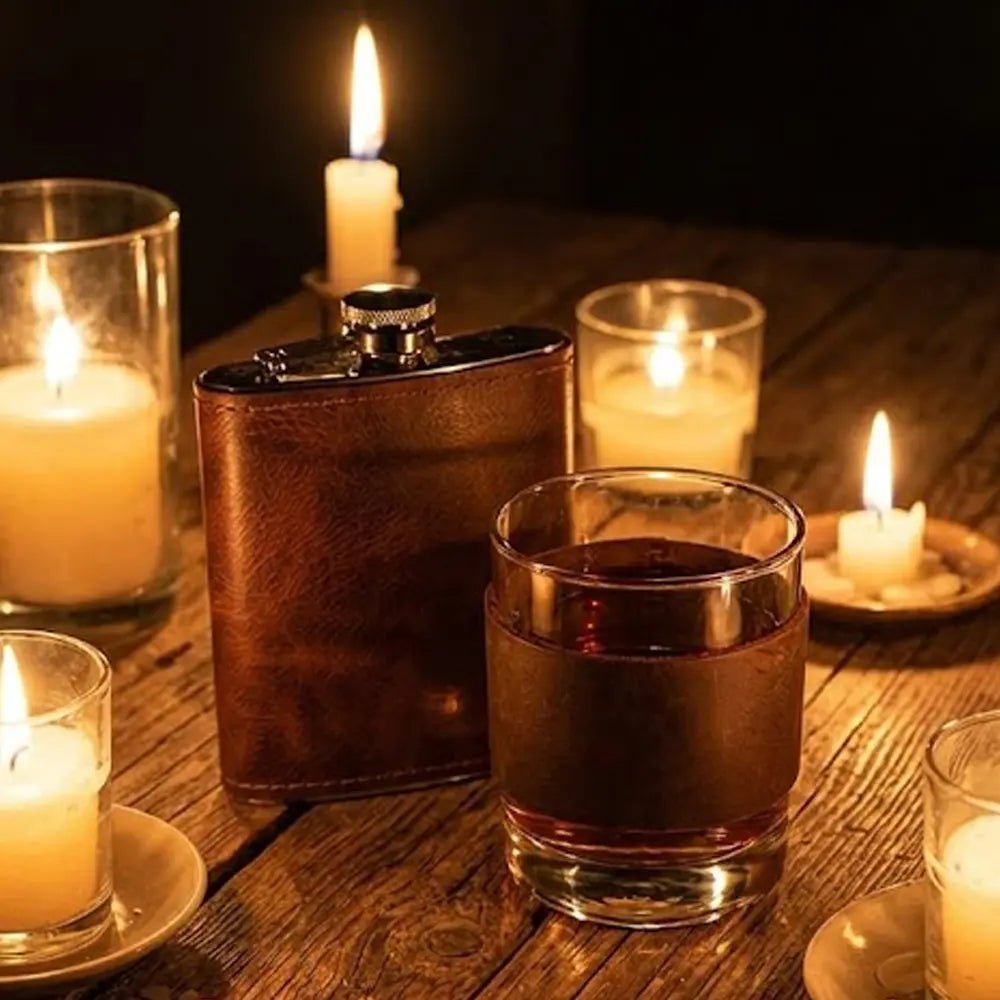 Deri Kaplı Bardak - El Yapımı Gerçek Deri | Retro Pelle