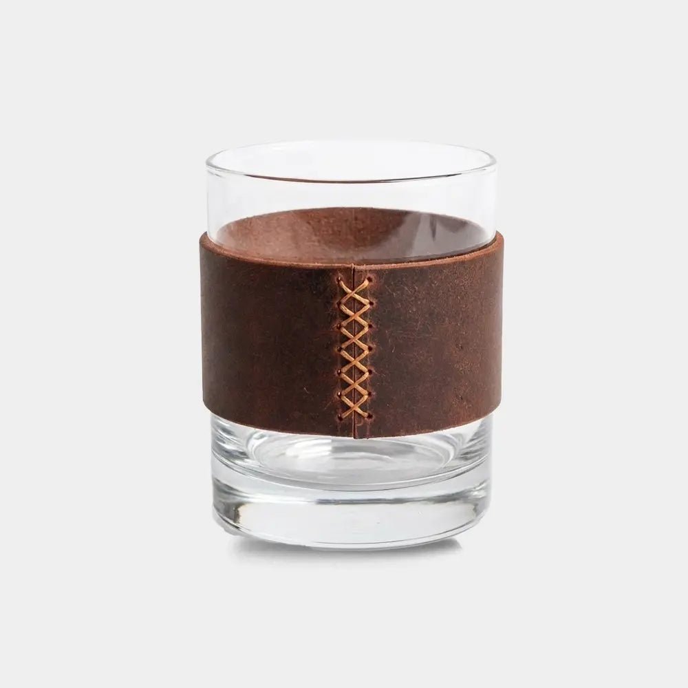 Deri Kaplı Bardak - El Yapımı Gerçek Deri - Taba | Retro Pelle