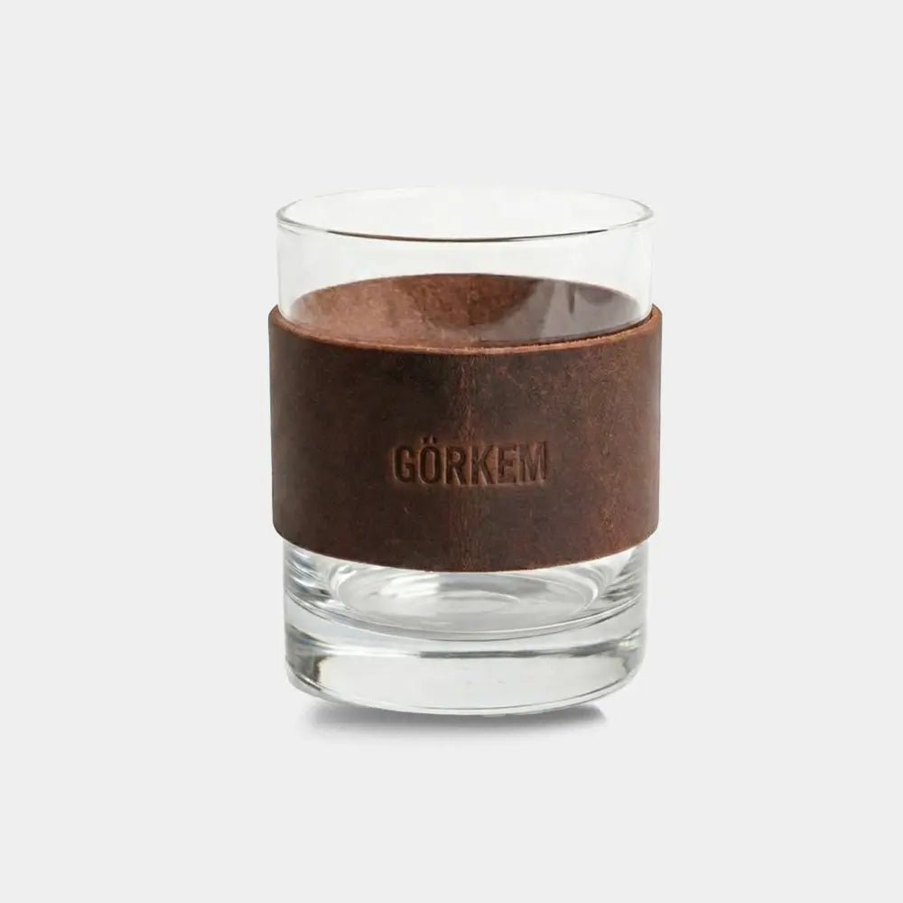 Deri Kaplı Bardak - El Yapımı Gerçek Deri - Taba | Retro Pelle