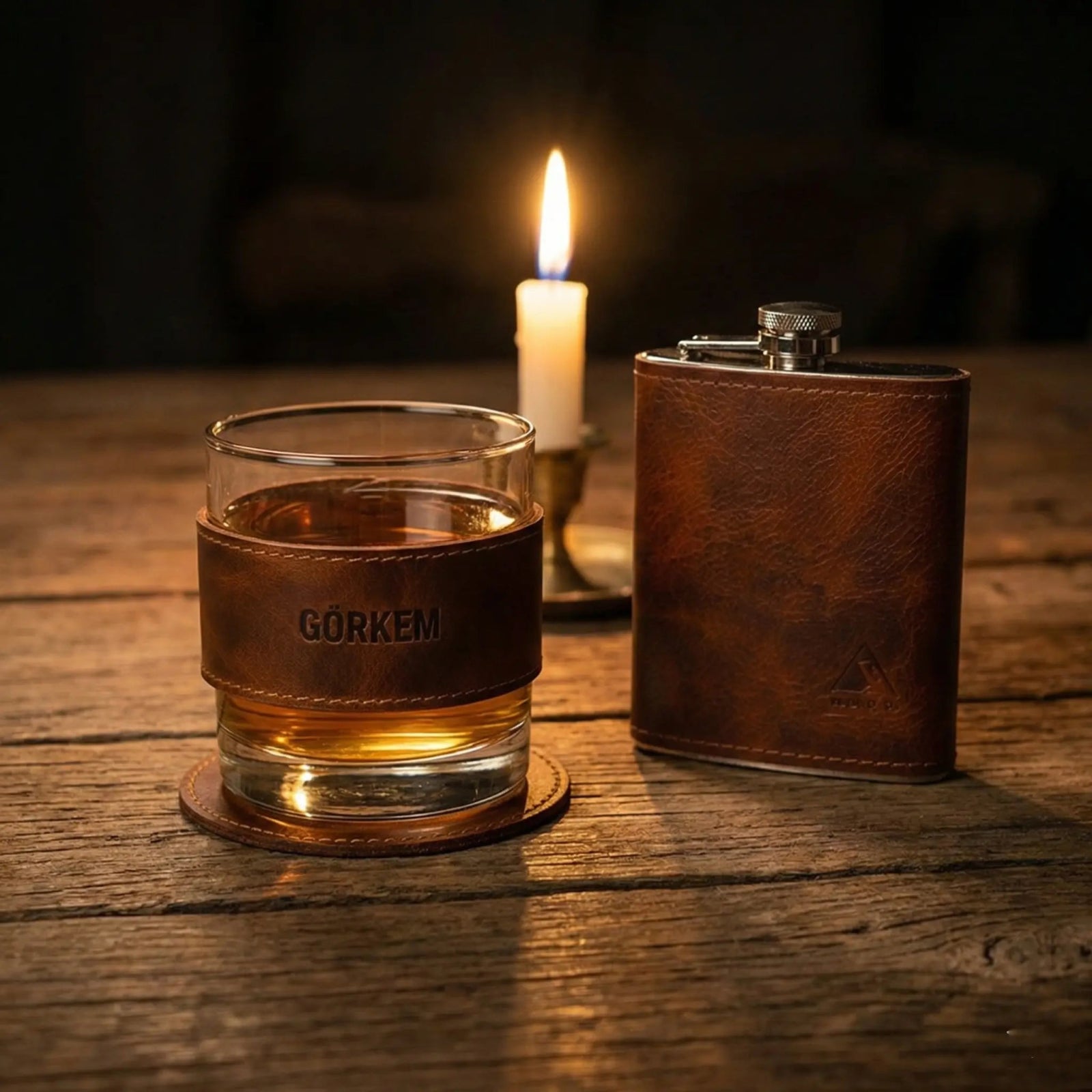 Deri Kaplı Bardak - El Yapımı Gerçek Deri | Retro Pelle