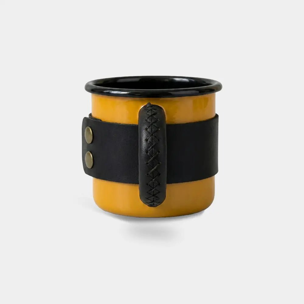 Deri Kaplı Özel Emaye Kupa Bardak - El Yapımı Gerçek Deri | Retro Pelle