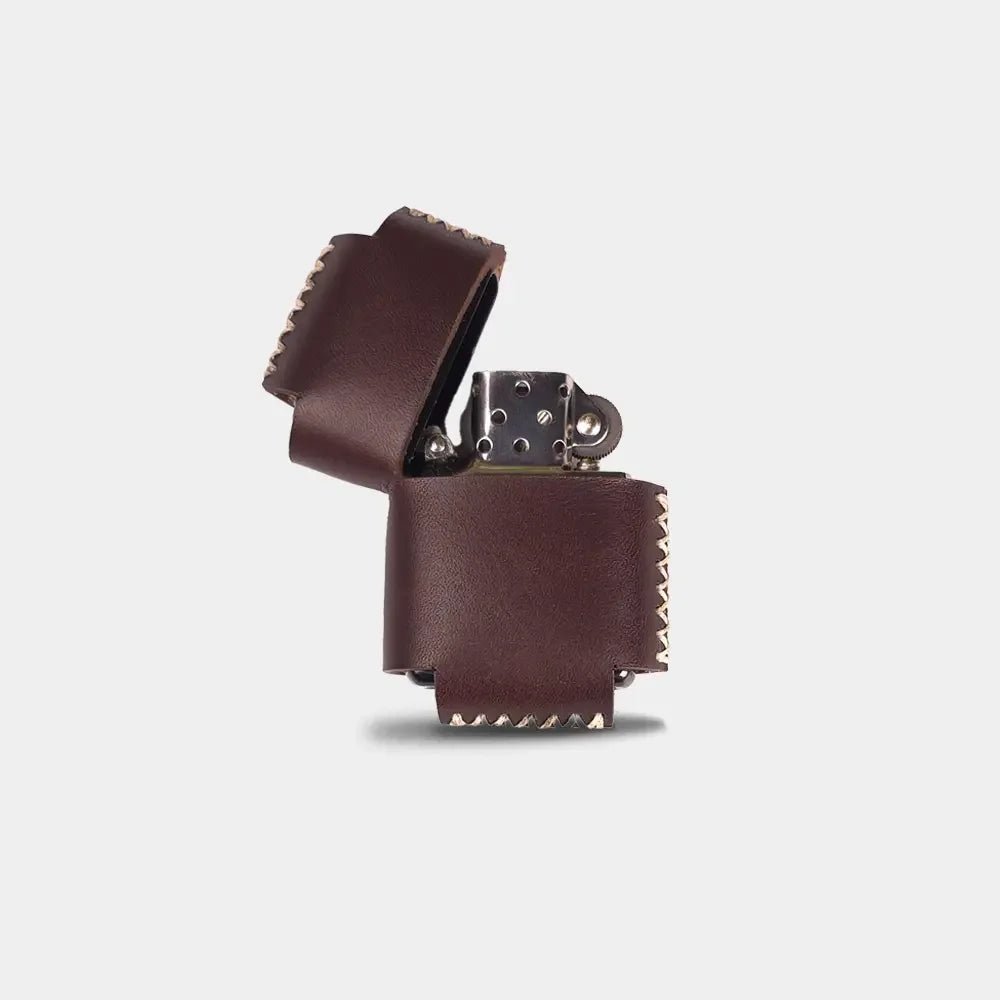 Deri Kılıflı Metal Çakmak - El Yapımı Gerçek Deri Hakiki Deri Kılıflı Metal Çakmak | Retro Pelle