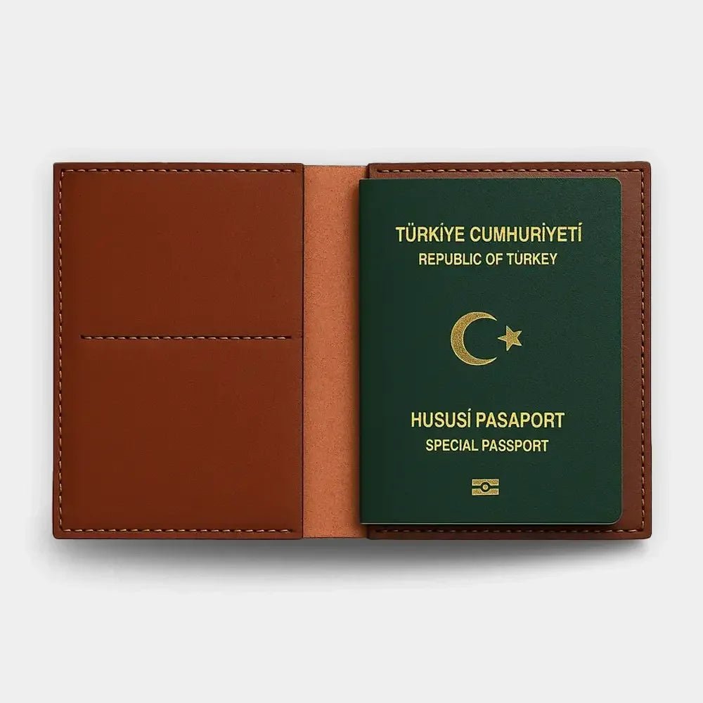 Deri Pasaport Kılıfı - El Yapımı Gerçek Deri Hakiki Deri Pasaport Kılıfı - Konyak | Retro Pelle