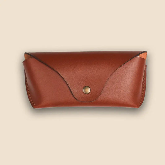 Deri Gözlük Kılıfı - Özel Deriden ve Pirinç Çıtçıtlı