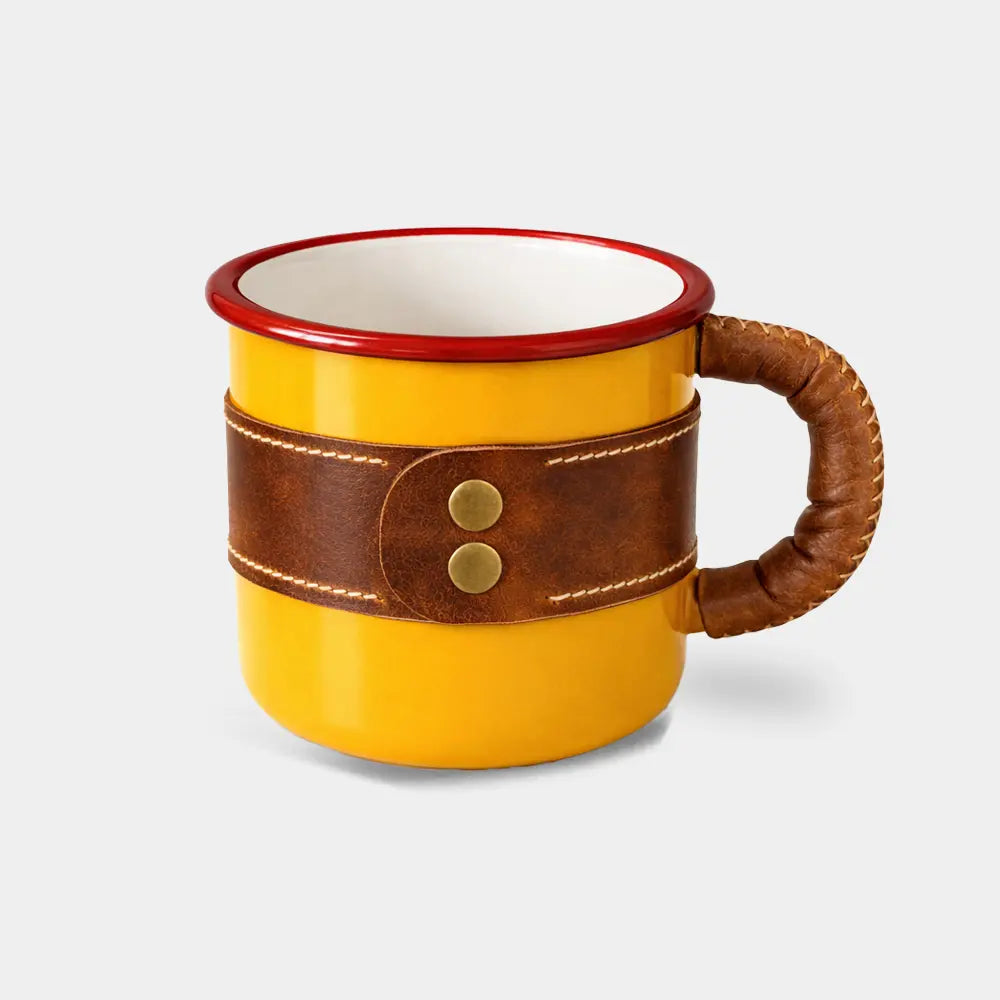 Deri Kaplı Özel Emaye Kupa Bardak