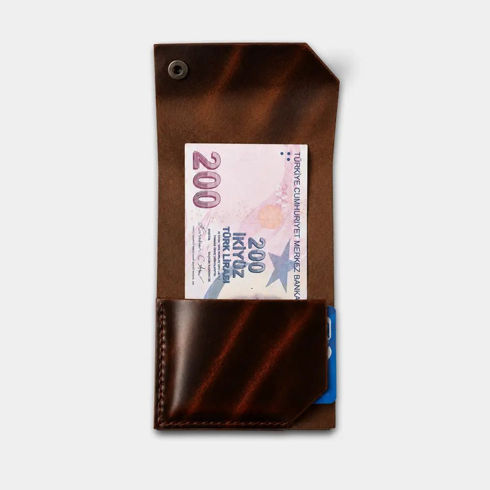 Fold Minimal Deri Cüzdan - El Yapımı Gerçek Deri | Retro Pelle