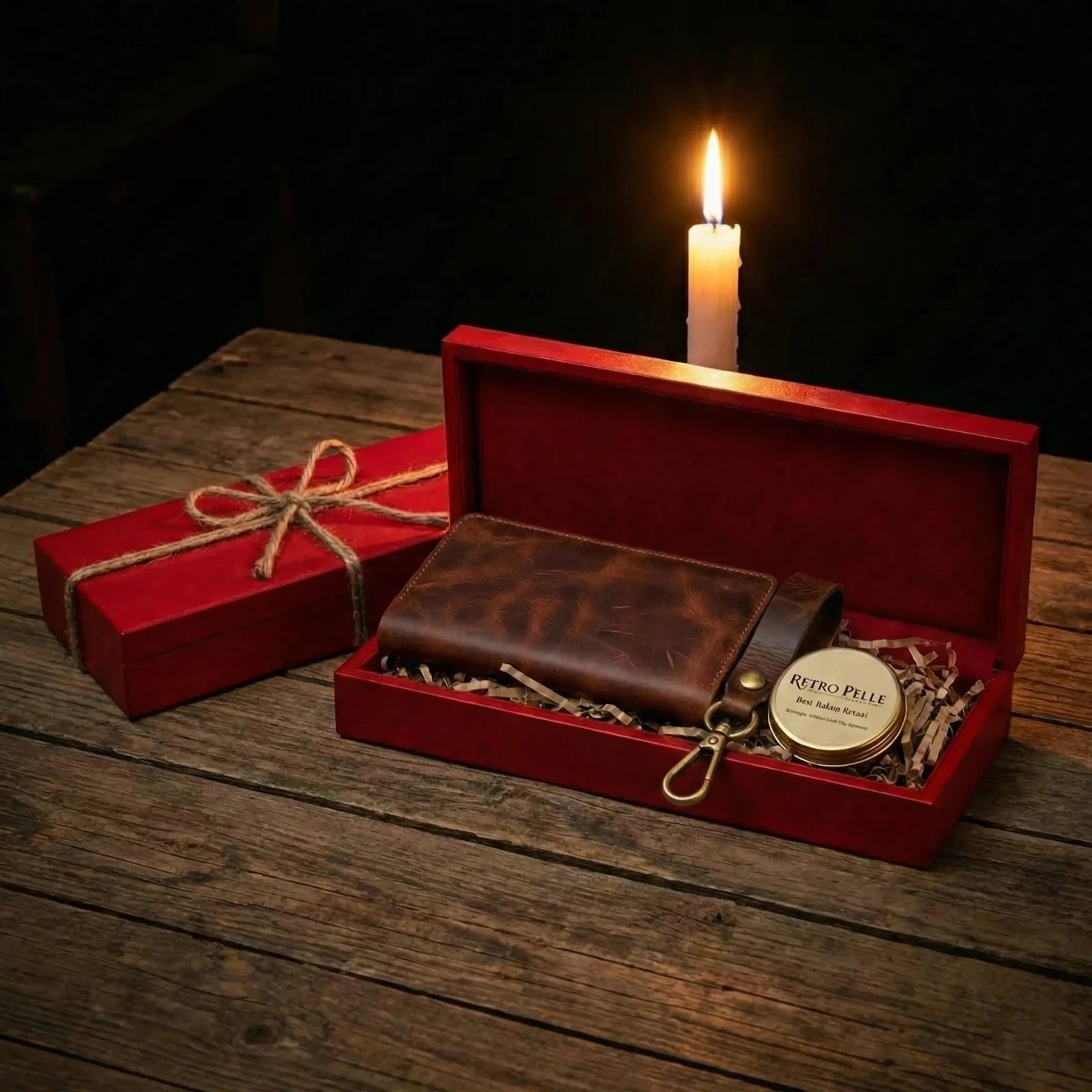 Handmade Long Box - Ahşap Kutu (Model 1 ) - El Yapımı Gerçek Deri | Retro Pelle