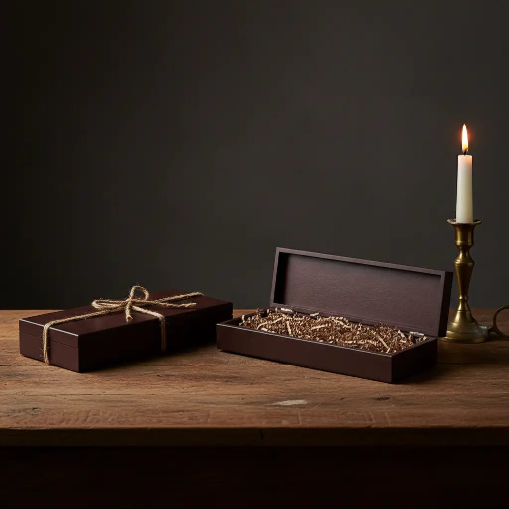 Handmade Long Box - Ahşap Kutu (Model 1 ) - El Yapımı Gerçek Deri | Retro Pelle